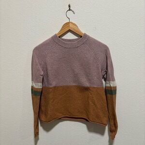 Madewell colorblock Pink Sweater merino wool cropped sweater